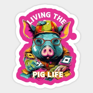 Living the Pig Life, Pig t-shirts, t-shirts with Pigs, Unisex t-shirts, Pig lovers, animal t-shirts, gift ideas, Pig tees, Gift ideas, Pigs Sticker